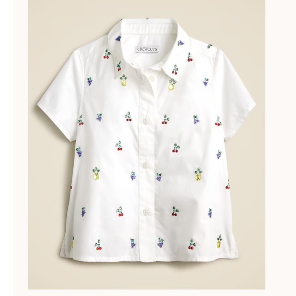 Crewcuts Sz 7 Embellished Short Sleeve Garçon Shirt - Fruit - $79.50 CD402